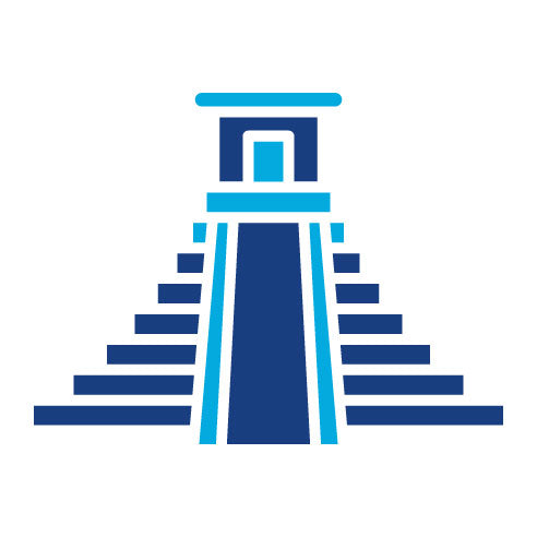 Two Color Chichen Itza Glyph Icon