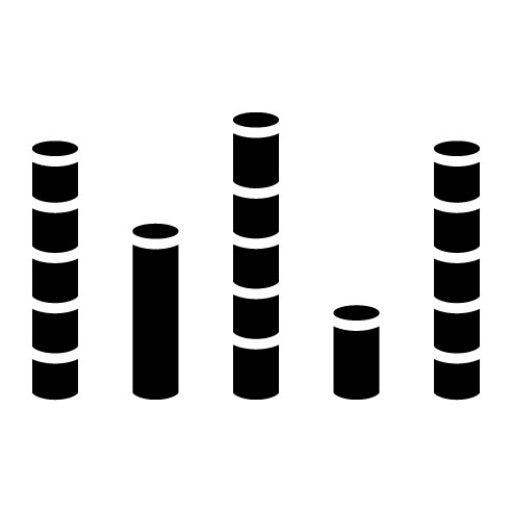 Cylindrical Bars Glyph Icon