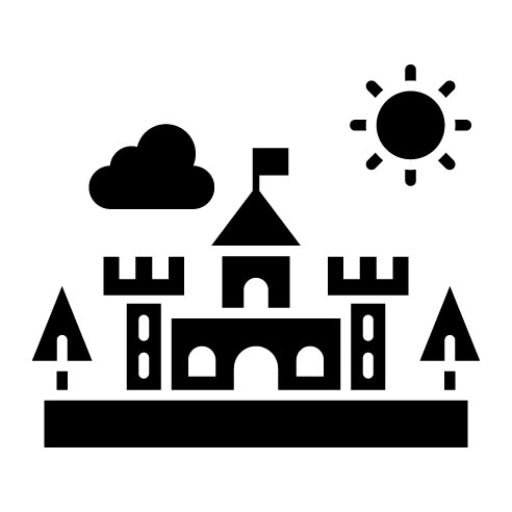 Castle Landscape Glyph Icon