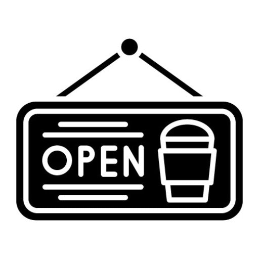 Cafe Open Sign Glyph Icon