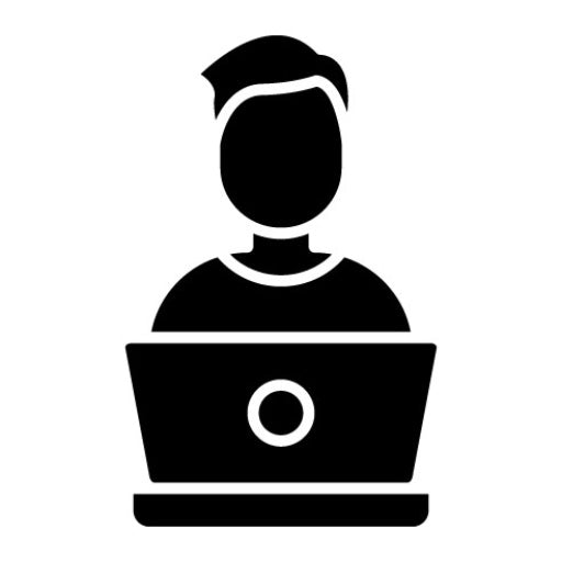 Student Studying on Laptop Glyph Icon