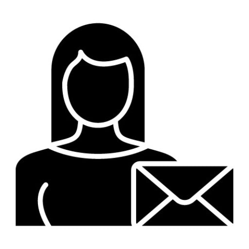 Woman with Envelope Glyph Icon
