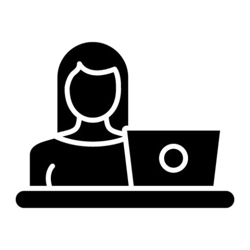 Woman Using Laptop Glyph Icon