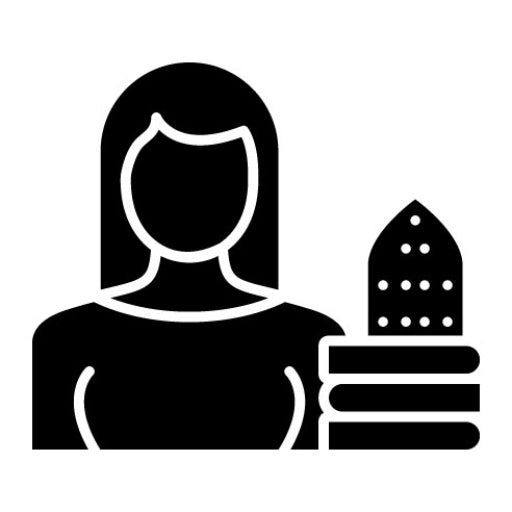 Woman Ironing Clothes Glyph Icon