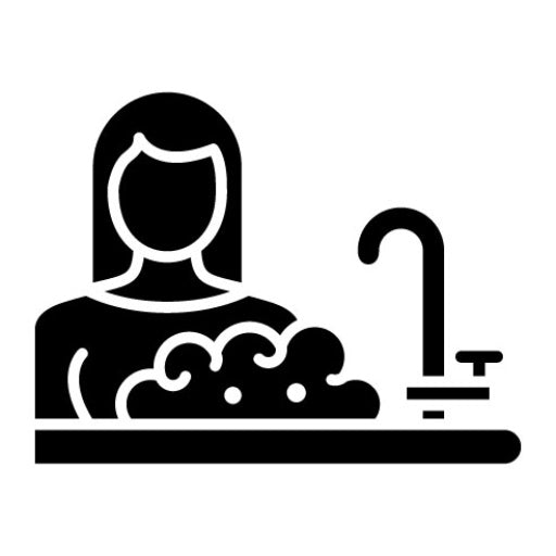Woman Washing Dishes Glyph Icon