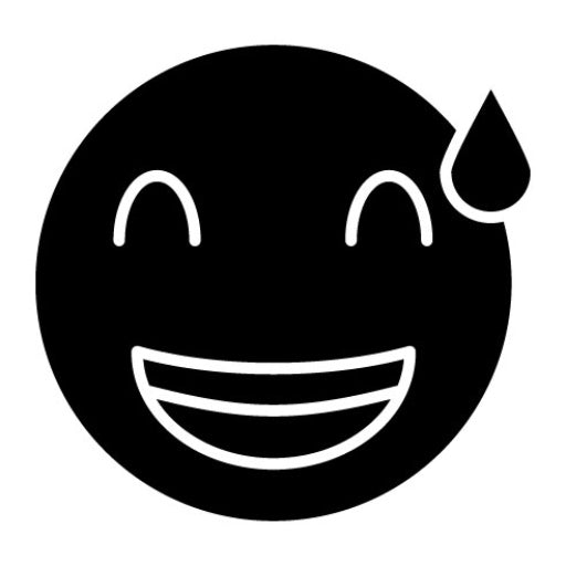 Grinning Face with Sweat Glyph Icon