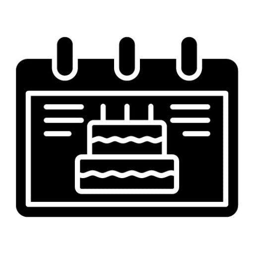 Birthday Date Glyph Icon