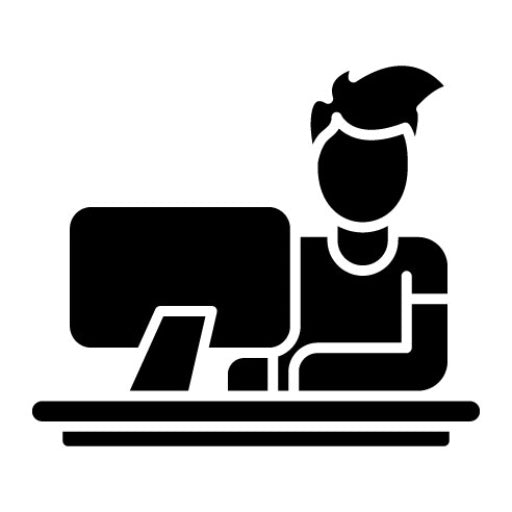 Working on Computer Glyph Icon