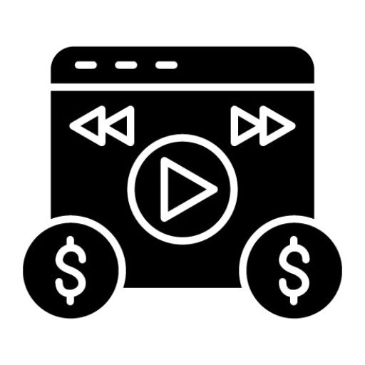 Video Monetization Glyph Icon