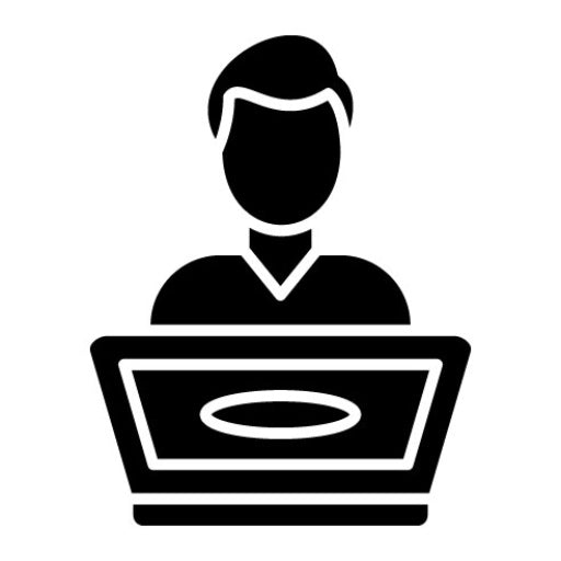 Student using Laptop Glyph Icon