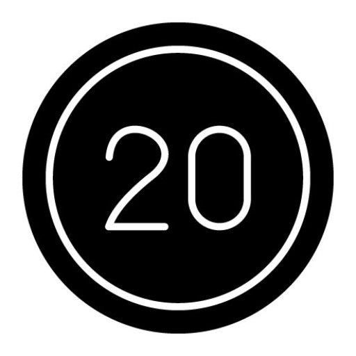 20 Speed Limit Glyph Icon