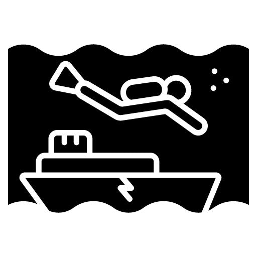 Wreck Diving Glyph Icon
